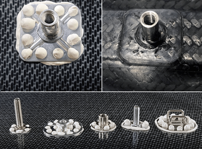 High-strength, nondestructive adhesive-bonded fasteners 