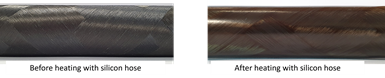 outer surface of CFRTP tube before and after heating 