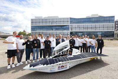 Covestro Adelie solar car makes debut in Leverkusen