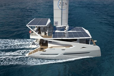 Zen50 solar- and wind-powered blue water catamaran