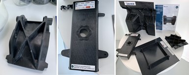 TBM aircraft rudder pedal made with recycled CF/PPS scrap material