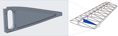 wing rib demonstrator part CAD design and location within the wing