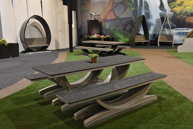 benches made from repurposed composite wind blades