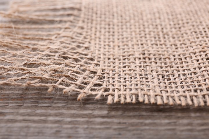 Close-up of burlap woven fiber.