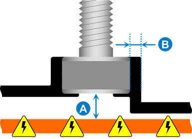 diagram showing size constraints on stud fastener