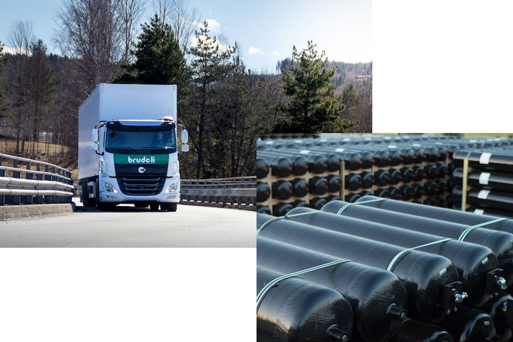 Agility Tank Hexagon Agility CNG/RNG tanks integrated into Brudeli for ZEV trucks in ...