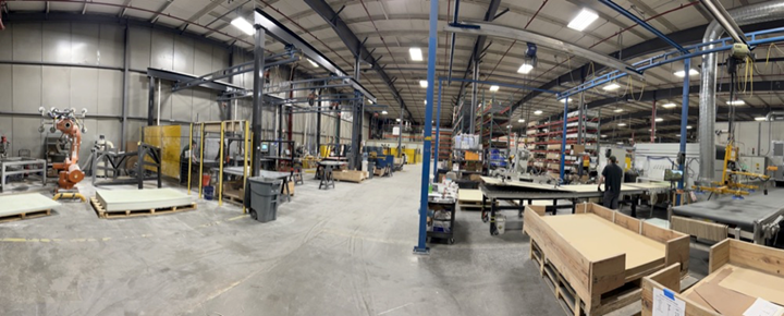 a few of the composites manufacturing floor at Compotech Inc.
