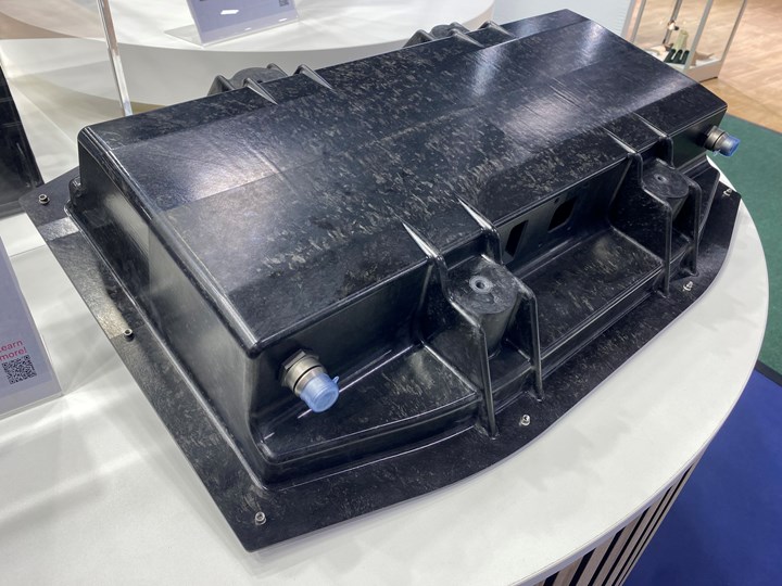 JEC World 2024 composites trade show, battery box on display by Mitsubishi CHemical 