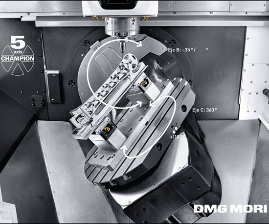 La fresadora universal compacta para el mecanizado simultaneo en 5 ejes de 3ra generación, DMU 50, de DMG MORI, posee un área de mecanizado más espaciosa junto con un campo de oscilación del eje B mucho mayor amplían la gama de aplicaciones.