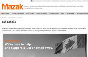 Mazak Canadá facilita pedidos de partes y la programación de servicios rápidos