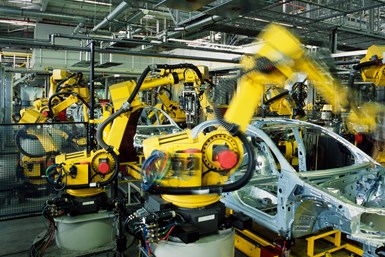 La densidad de robots en la industria automotriz alemana se encuentra entre las más altas del mundo.