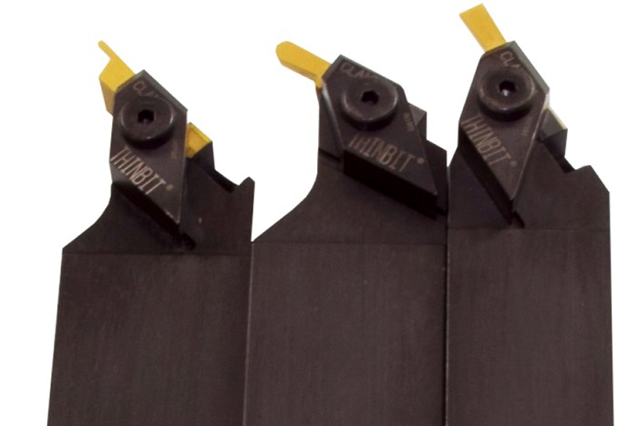 Los portaherramientas angulados se usan con los insertos ThinBit en grados para materiales ferrosos y no ferrosos.