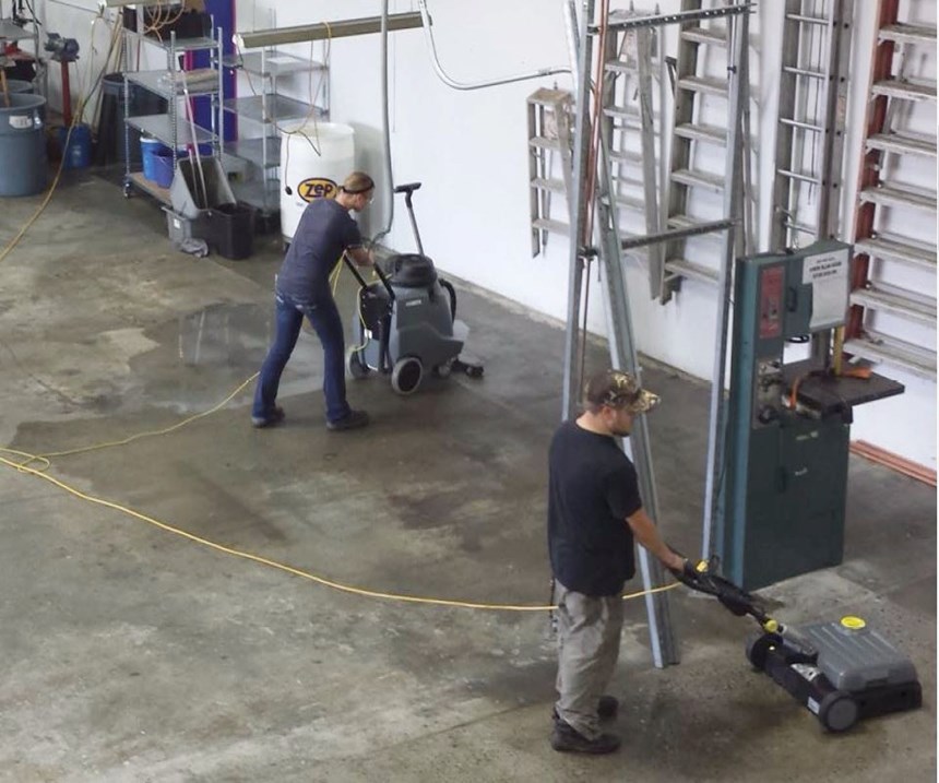 polishing floor in manufacturing facility