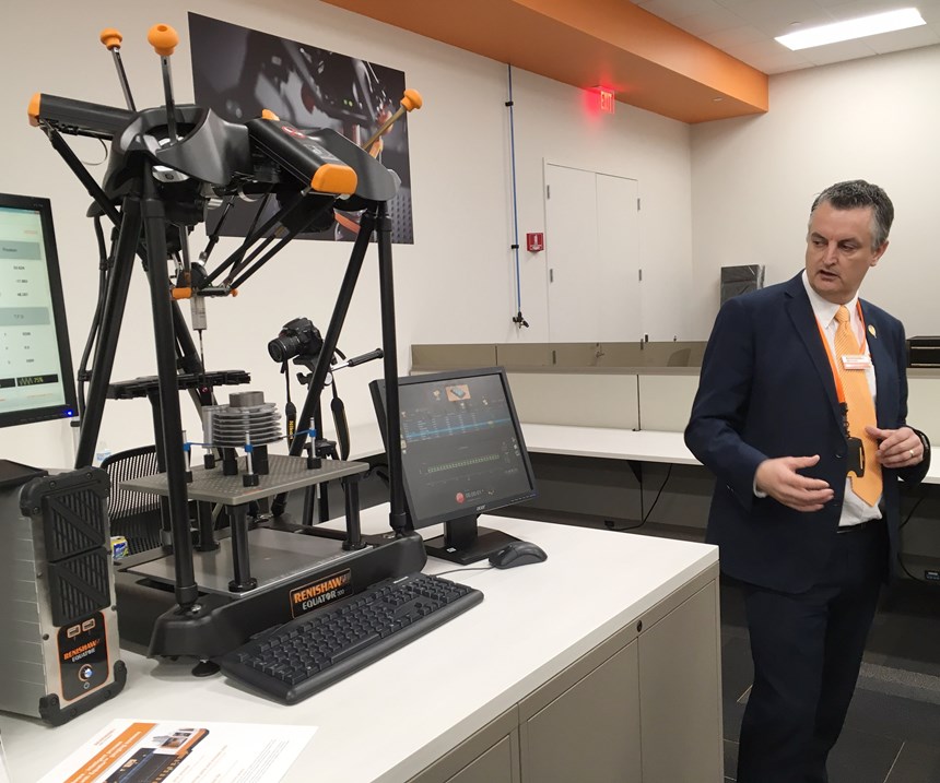 Ben Spokes of Renishaw demonstrates IPC Software on the Equator's part measurements