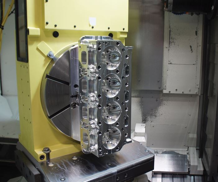 cylinder head in a machining center