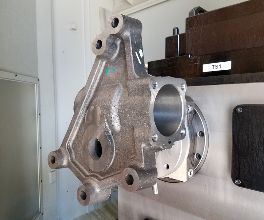 part fixtured on rotary indexing platter