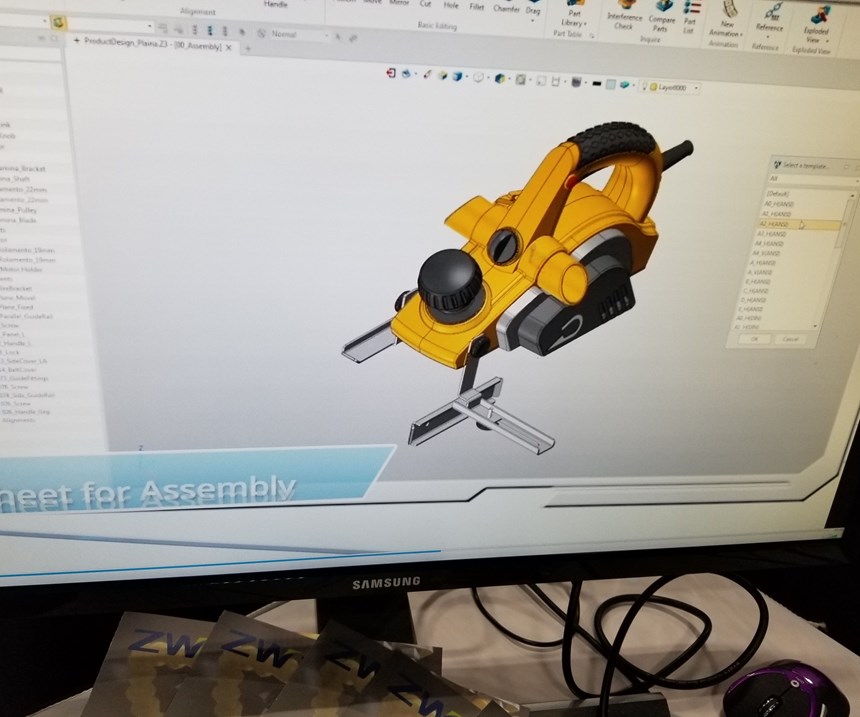 A screen from ZW3D CAD/CAM software