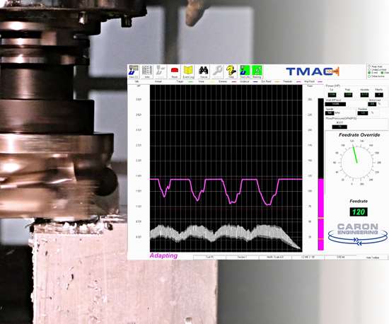 El TMAC MP de Caron Engineering es, ante todo y principalmente, un sistema de monitoreo de herramienta, con sensores instalados en la máquina y un procesador separado que muestra datos del husillo y la herramienta.