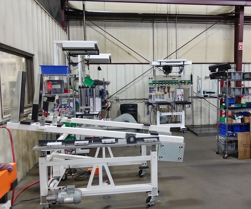 Ergosmart ergonomic workbenches, along with the equipment and tools used to assemble them, occupy a separate area of the shop floor. 