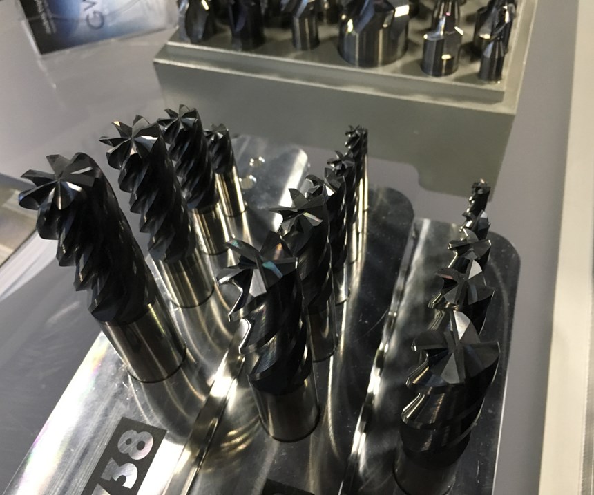 The offset index and sharp edges of PYSTL (pistol) series end mills from GWS Tool Group are among features advantageous for gummy materials like stainless and titanium. The company also offers various special tools.