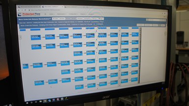 A shopfloor screen at NWI displays complex orders-of-operations for machined parts. 