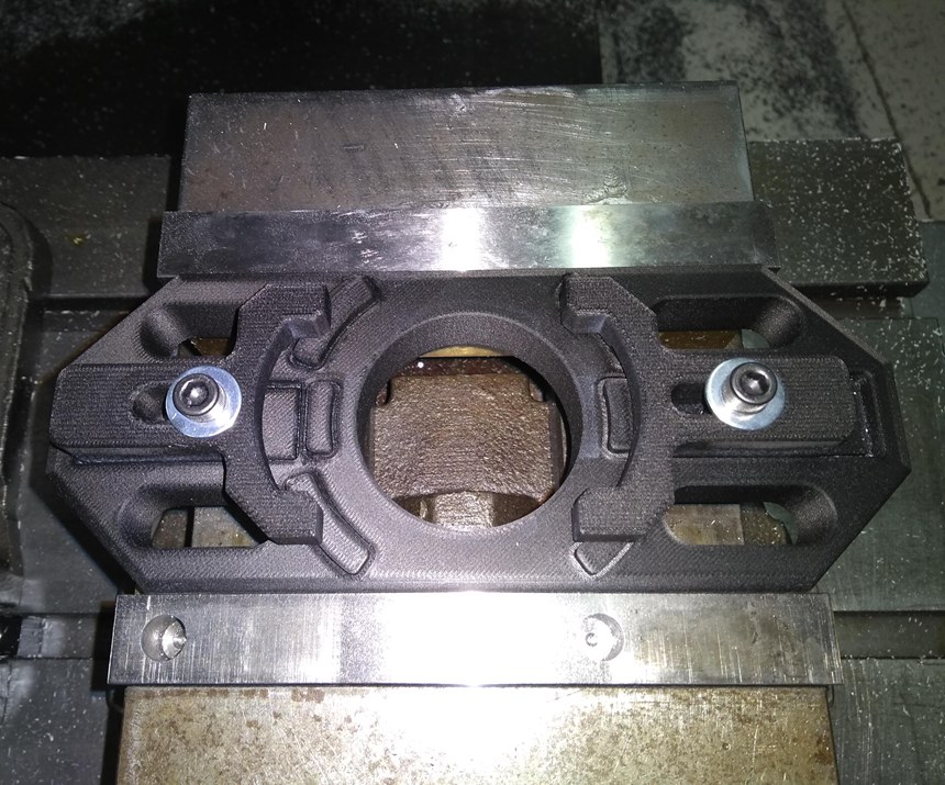3D-printed workholding. Photo provided by Precision Metal Products for Modern Machine Shop.