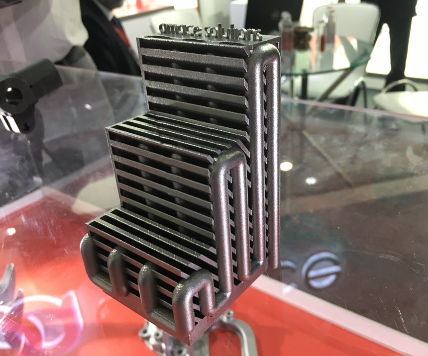 An additive part made by Amace, a new company from ACE Designers that  aims to both sell equipment and help ACE customers by additively manufacturing fixtures molds and other parts.