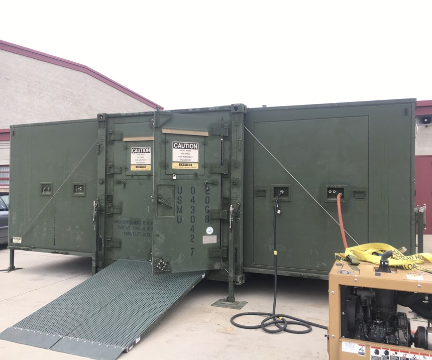 Marines ExMan portable additive manufacturing shelter on the outside