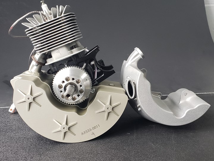 drone engine with original and 3D printed exhaust