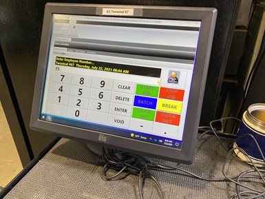 A shopfloor terminal at ACR Machine Co. displays a log-in to the new ShopTech E2 enterprise resource planning (ERP) system. 
