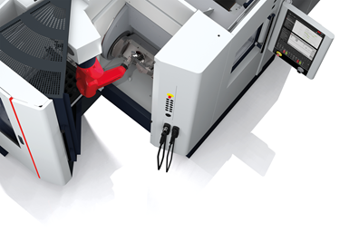 A rendering of a machine equipped with SW's new CNC HMI, the C|one Control Panel