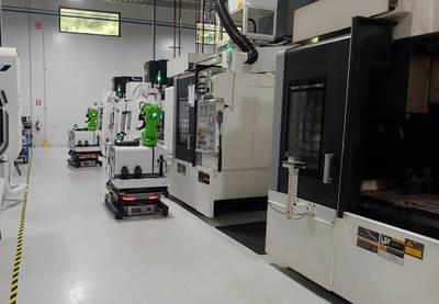 Robots Get a Ride with CNC Machine-tending AGVs