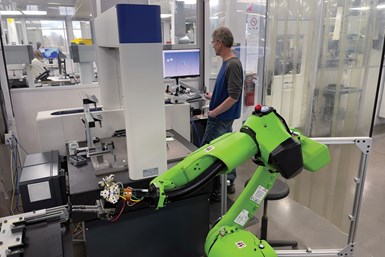 A robotic arm in operation