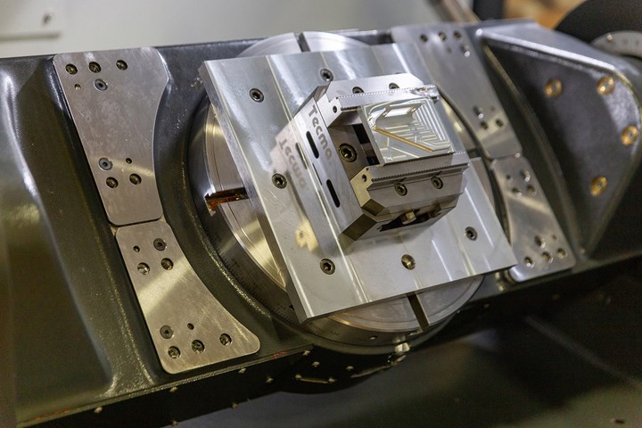 Part inside a five-axis machine tool