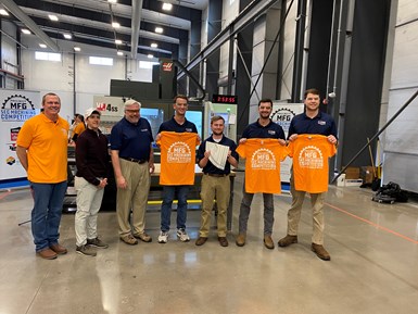 Auburn University team with its final part at the SEC Machining Competition