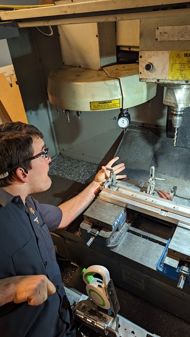 For most machinists, tasks like setting fixtures are fairly routine. Hamilton, however, must determine how to leverage himself in a way that allows enables him to provide the necessary torque. “This type of problem-solving is so routine that it is almost instinctive to me,” he says. “My mind simply leaps to it and I have it figured out.”