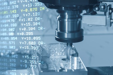 A stock image showing a machine tool with code