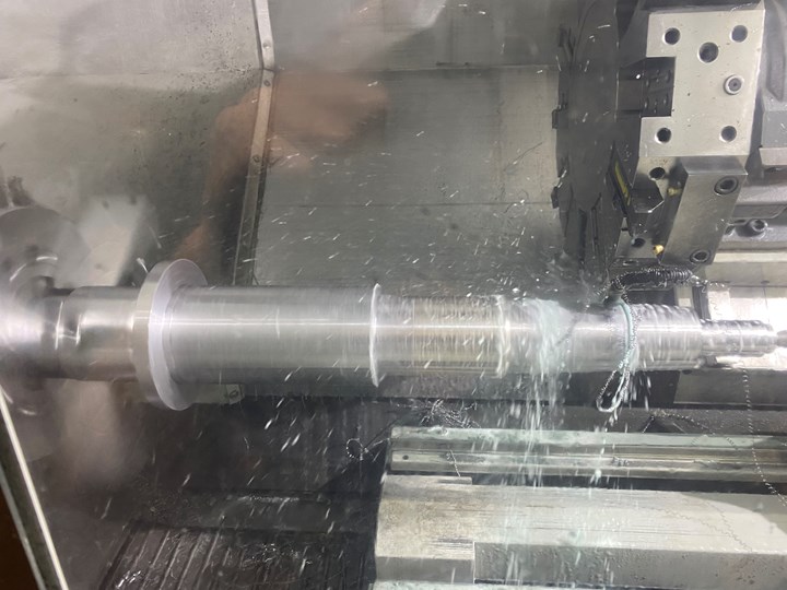 Machining a 40-inch shaft in a Haas STL 40