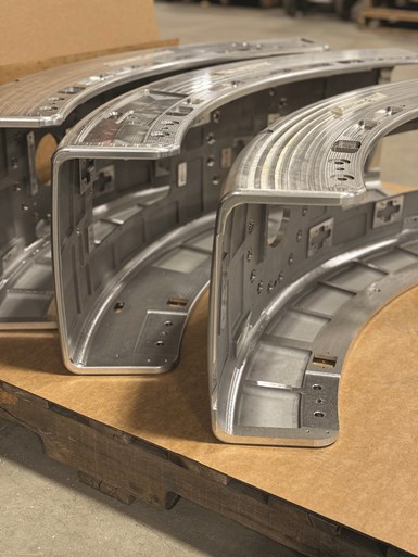 Close-up of a casting piece for robotic MRI parts