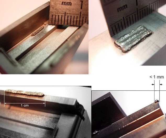 Examples of micro welds performed on various types of mold surfaces