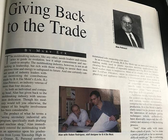 Flashback to 1998 MoldMaking Technology article on B A Die Mold Inc.