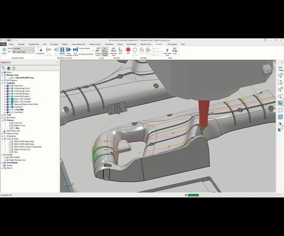 screenshot of software from Autodesk performing collision checks on NC code