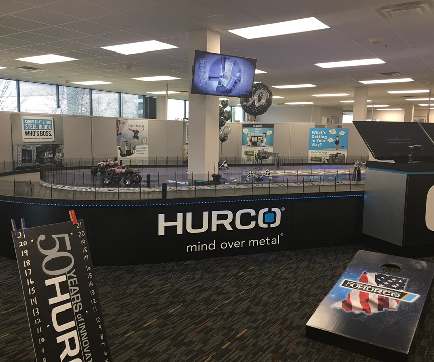 Hurco race track and corn hole boards