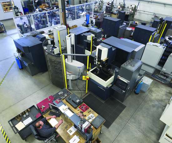 aerial shot shows one of Summit Tooling’s EDM cells