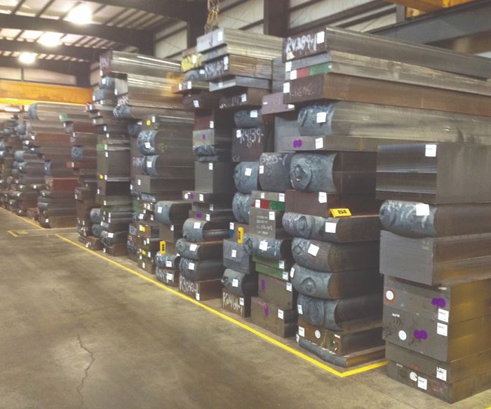 Forged blocks of mold and die steel at Ellwood Specialty Steel.