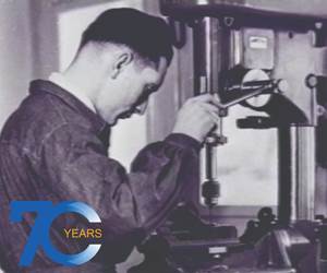 Heinz Kaiser testing a precision tool in 1950s