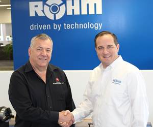 Rohm and Master Workholding representatives shaking hands