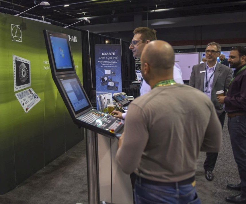 Heidenhain booth with numerical controls (TNCs) and touch probes at Amerimold 2019