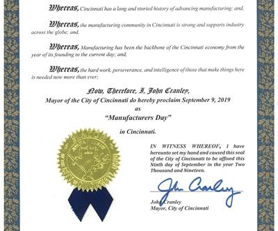"Manufacturer's Day" Declared in Cincinnati