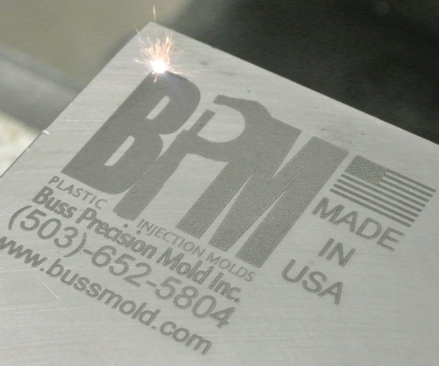 Buss Precision Mold Inc. laser engraving on an injection mold